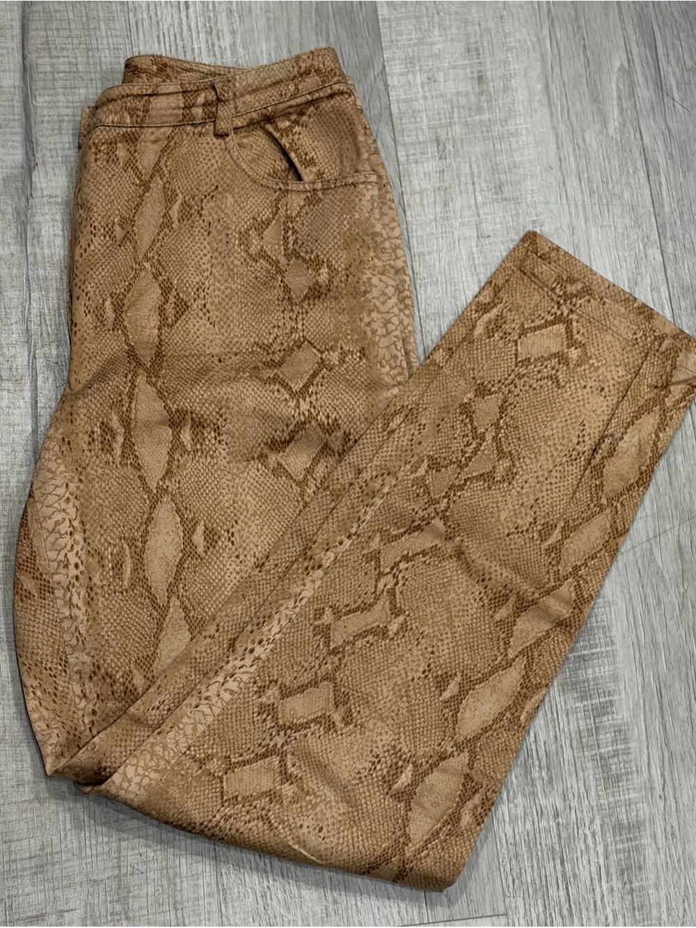 Emanuel Liberté Taupe Snakeskin Print Pants